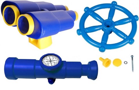 Set of 3 GREEN playground tree house play dens accessories plastic climbing frame telescope wheel binocular
